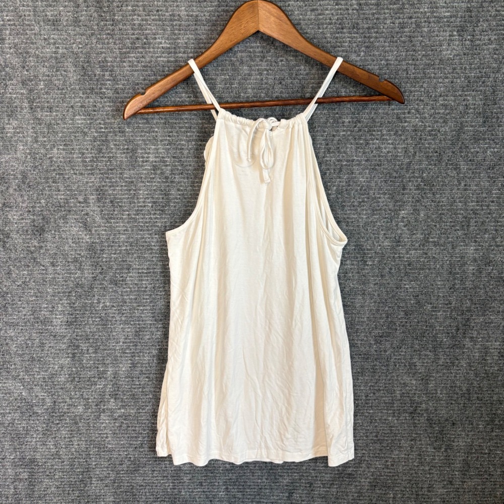 INC International Concepts White Floral Applique Pearl Halter Tank Top Womens M - Picture 3 of 5